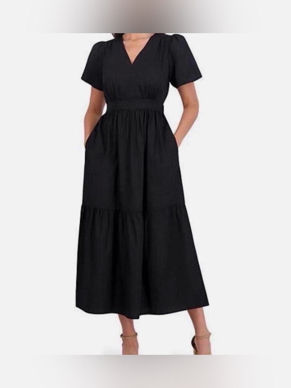 NWT, French Connection Poplin Black Maxi Dress, Size XXL